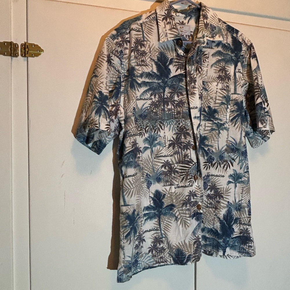 Groovy Bay Tropical Palm Print Casual Button Down Shirt